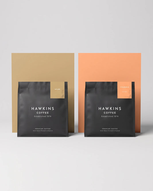 Hawkins Coffee Milan and Colombia bags side by side