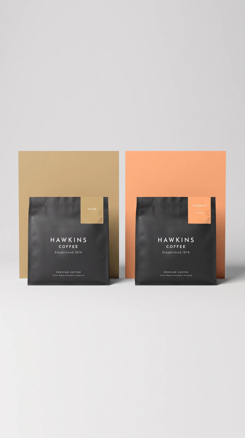 Hawkins Coffee Milan and Colombia bags side by side